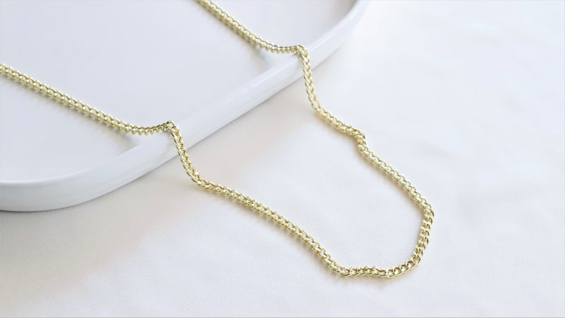 Curb Chain Necklace 14K Solid (Real) Gold, Solid Gold Jewelry by NecklaceDreamWorld, It can be used as a Choker Necklace as well