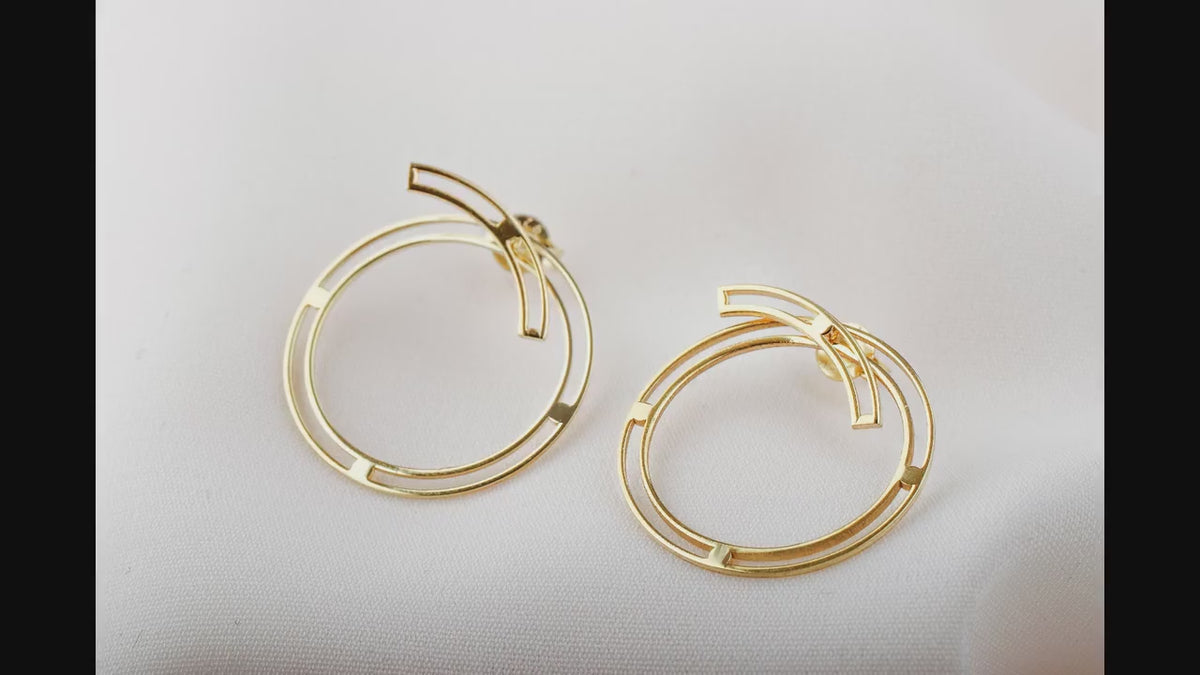 14K Gold Ear Jacket Round Earrings, Birthday Gifts, Circle Earrings, Dainty Ear Jacket Geometric Jewelry, Perfects Gift for Her