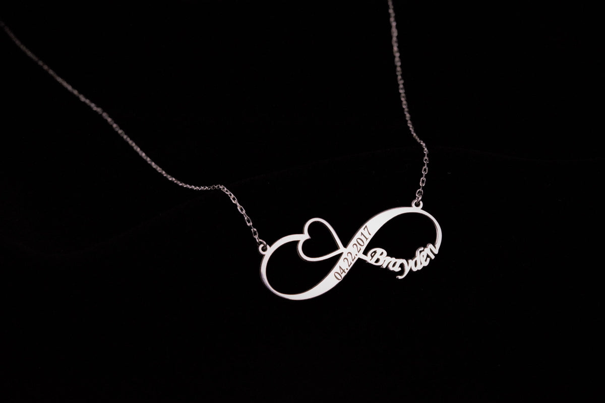 Handmade Infinity Name Necklace • Name Necklace With Heart • Infinity Necklace With Heart • Personalized Necklace • Love Necklace