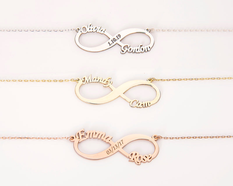 Infinity Name Necklace, Custom Jewelry • Infinity Necklaces with Birthstones • Personalized Infinity Jewelry for Women