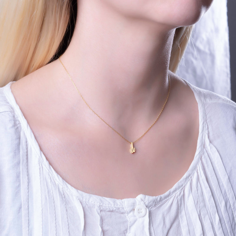 Dainty Real Solid Gold 3D Initial Necklace, Custom Cute Letter Jewelry for Women