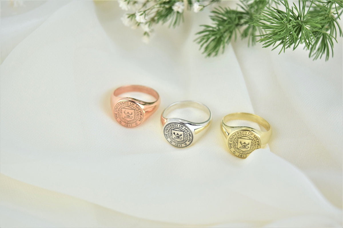 Custom College Class Ring • School Ring • Signet Ring • Graduation Gift • Personalized University Ring • High School Class Ring