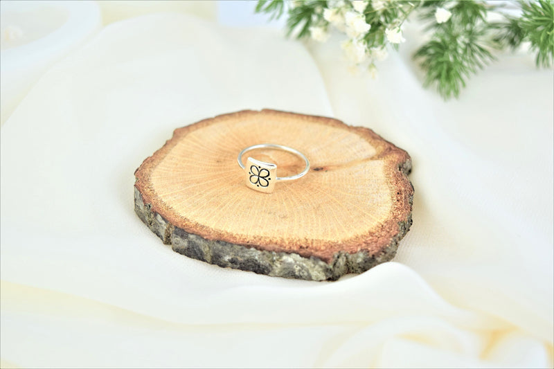 Square Initial Ring • Fidget Ring • Custom Letter Ring • Dainty Signet Promise Ring • Girlfriend Gift