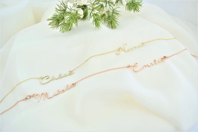 Personalized Two Name Necklace Gold, Silver, Rose Gold • Jewelry with Diamond, Birthstones and Gemstones
