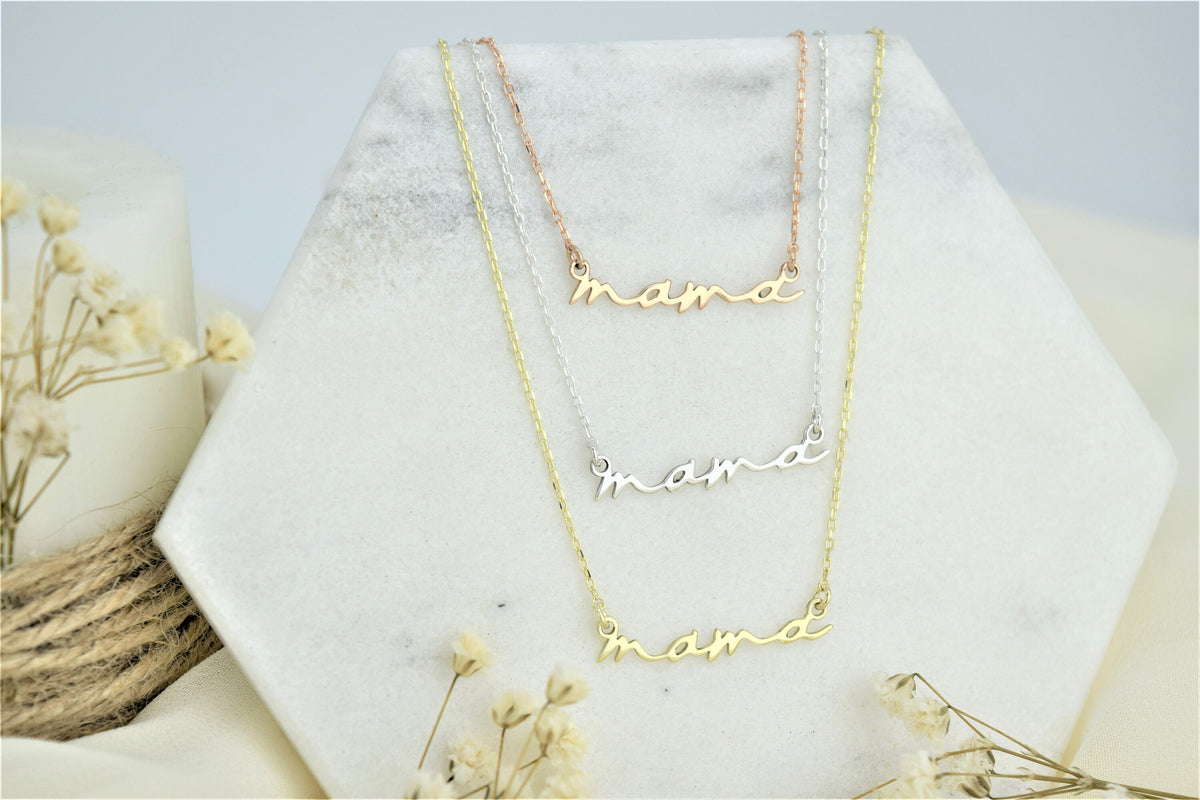 Mama Necklace • Mom Necklace • Mothers Necklace • 925 Sterling Silver, Gold and Rose Gold • Gift for Wife • Ready to Ship Gifts for Her