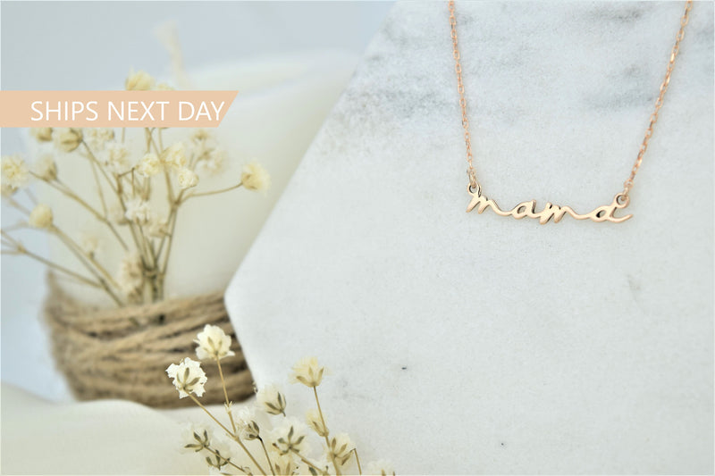 Mama Necklace • Mom Necklace • Mothers Necklace • 925 Sterling Silver, Gold and Rose Gold • Gift for Wife • Ready to Ship Gifts for Her