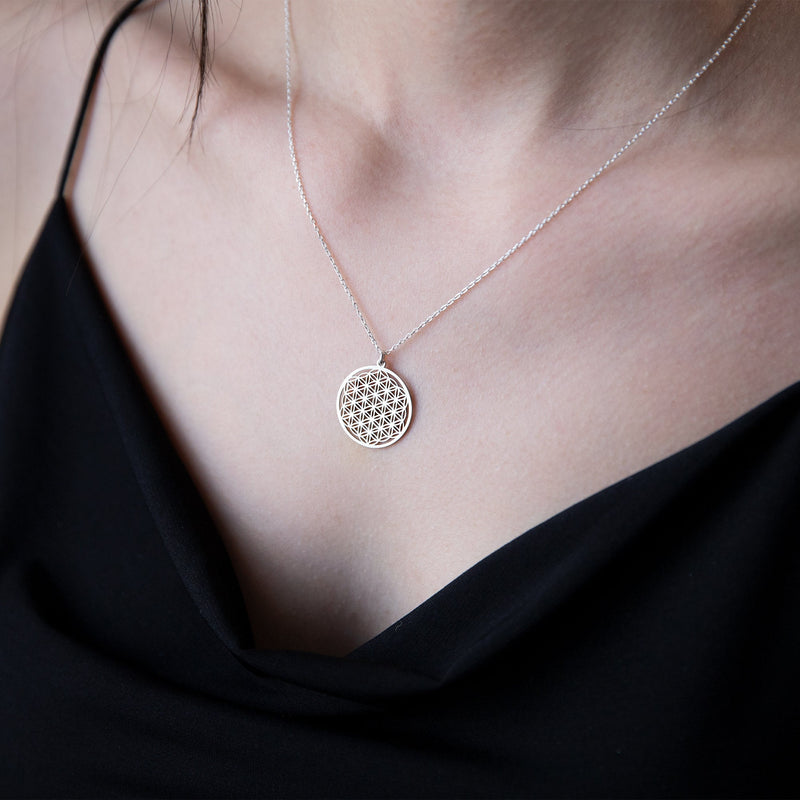 14K Gold Flower of Life Necklace • Handmade Mandala Necklace • Yoga Necklace • Sacred Geometry Jewelry • Ready to Ship Birthday Gifts