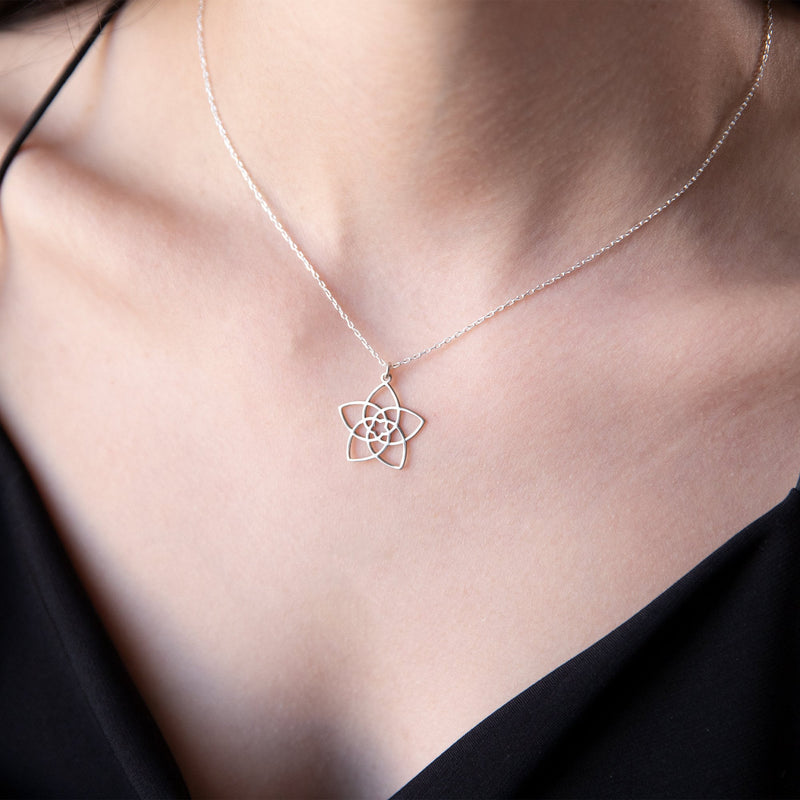 14K Gold Venus Necklace • Venus Flower Necklace • Flower of Venus Sign, Symbol Jewelry • Sterling Silver, Rose Gold and Gold, Birtday Gifts