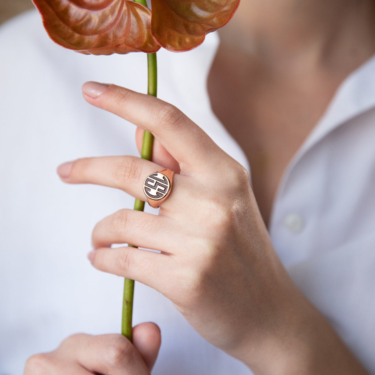 Signet Ring for Men and Women, Gold, Silver and Rose Gold Monogram Jewelry • Perfect Gifts for Her and Him