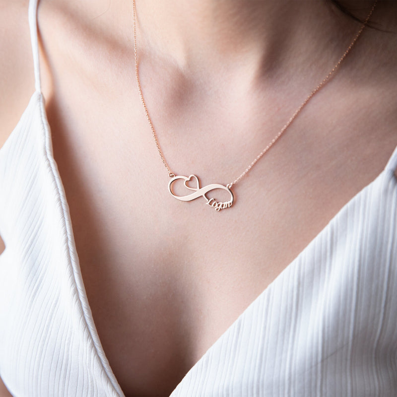 Handmade Infinity Name Necklace • Name Necklace With Heart • Infinity Necklace With Heart • Personalized Necklace • Love Necklace