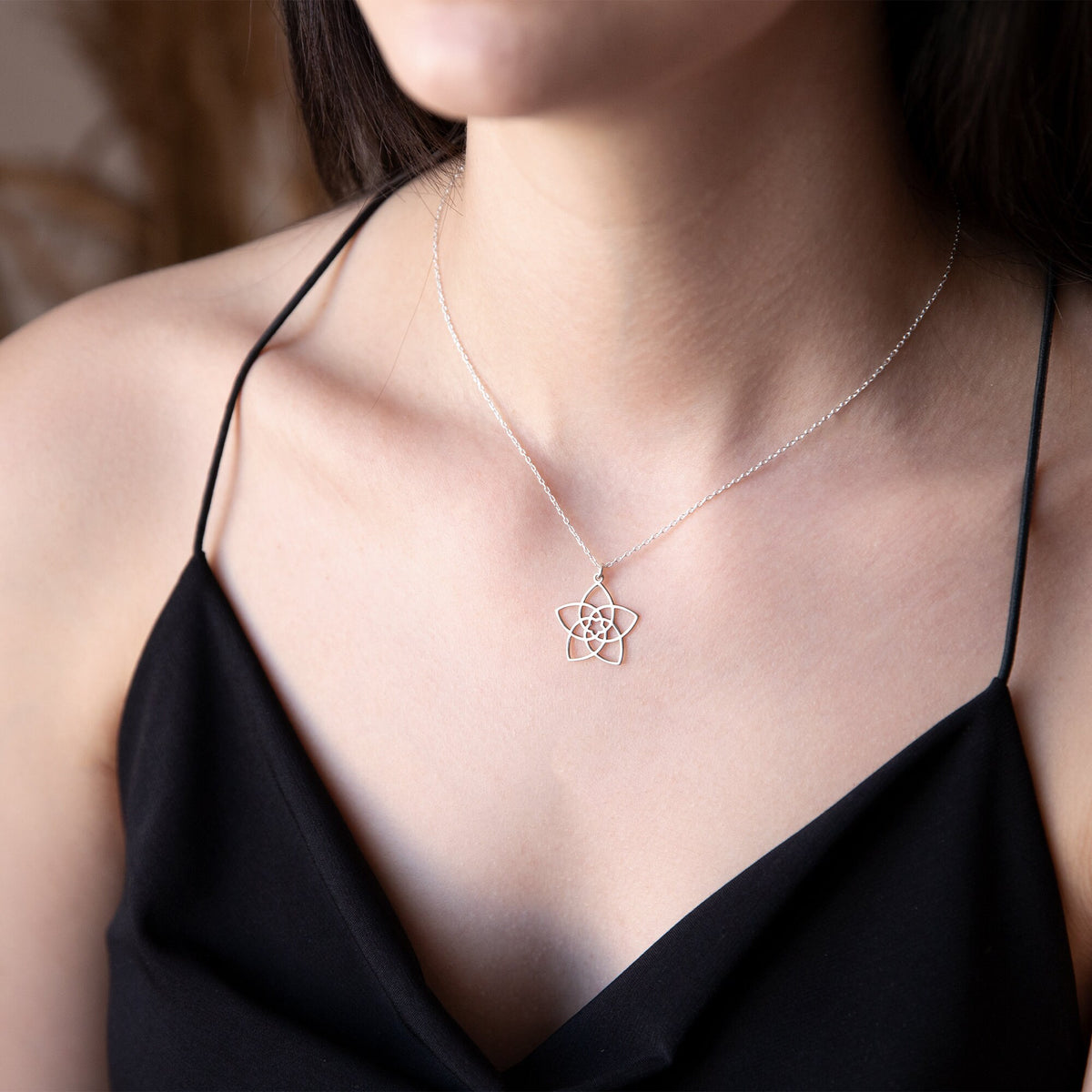 14K Gold Venus Necklace • Venus Flower Necklace • Flower of Venus Sign, Symbol Jewelry • Sterling Silver, Rose Gold and Gold, Birtday Gifts