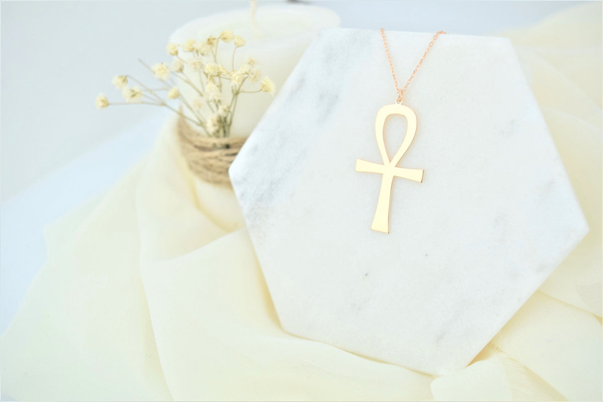 Ankh Necklace Silver, Gold, Rose Gold • Egyptian Ankh Jewelry • Ankh Pendant Sterling Silver • Ankh Symbol of Life • Ankh Jewelry for Man
