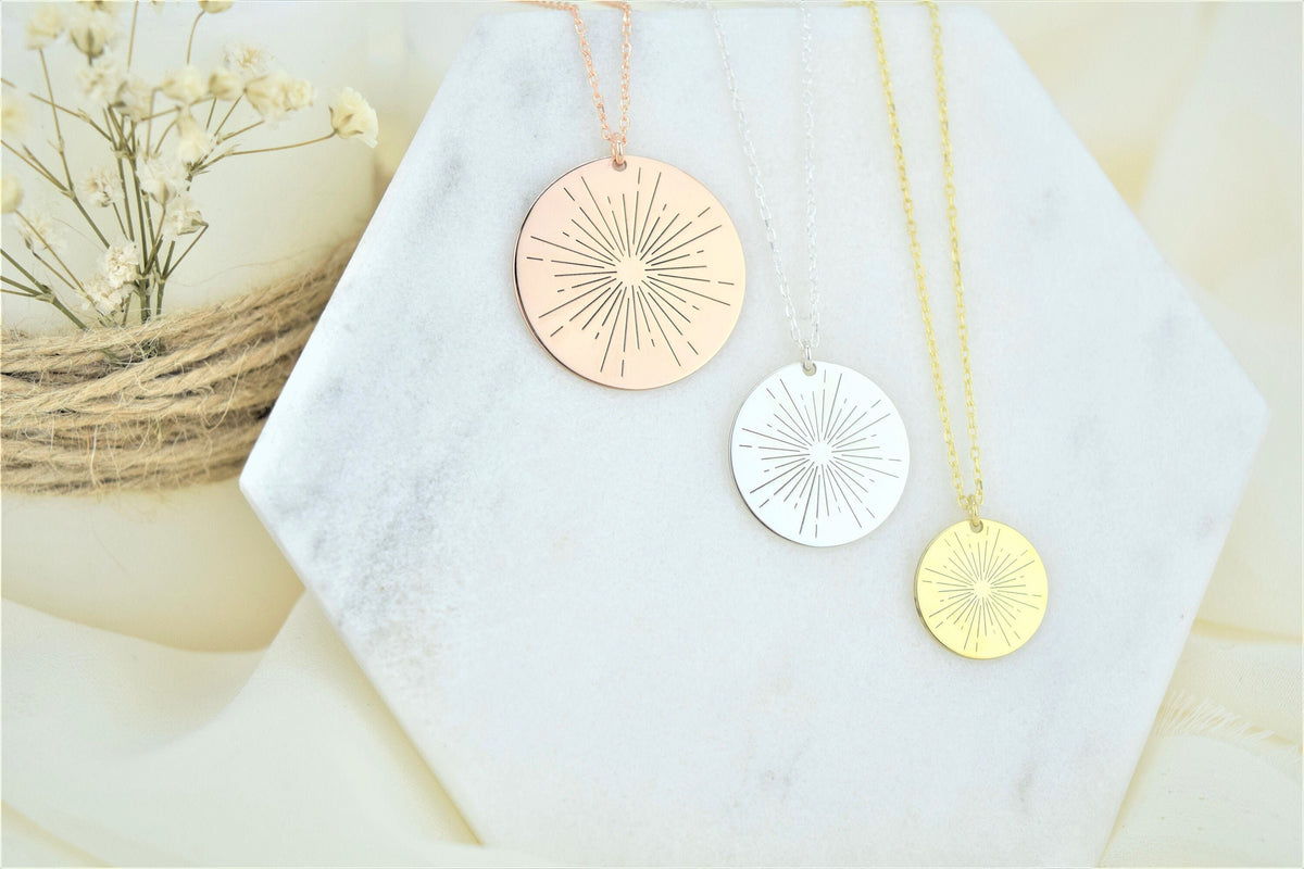 Sunshine Necklace • Sunbeam Necklace • Large Sun Necklace • The Sun Tarot Jewelry • Minimalist Starburst • Inspirational Daughter, Mom Gift