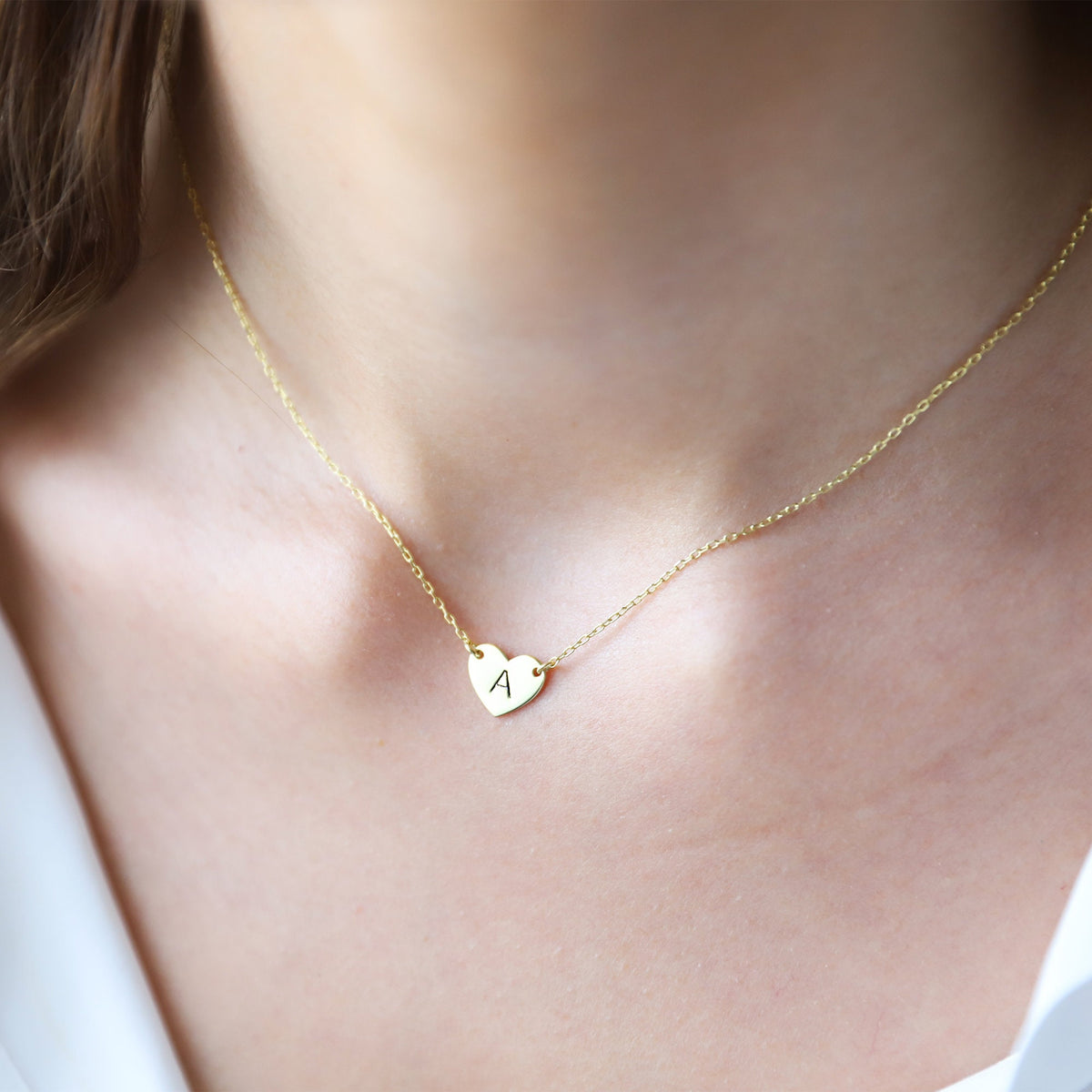 Handmade Layered Initial Heart Gold Choker Necklace, Personalized Initial Jewelry | Minimal Letter Necklace Silver