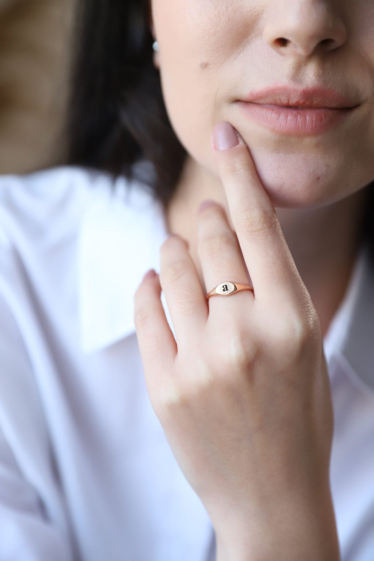 Dainty Handmade Gold Initial Ring, Silver Personalized Engraved Tiny Letter Ring • Stackable Rose Gold Jewelry • Gift for Her