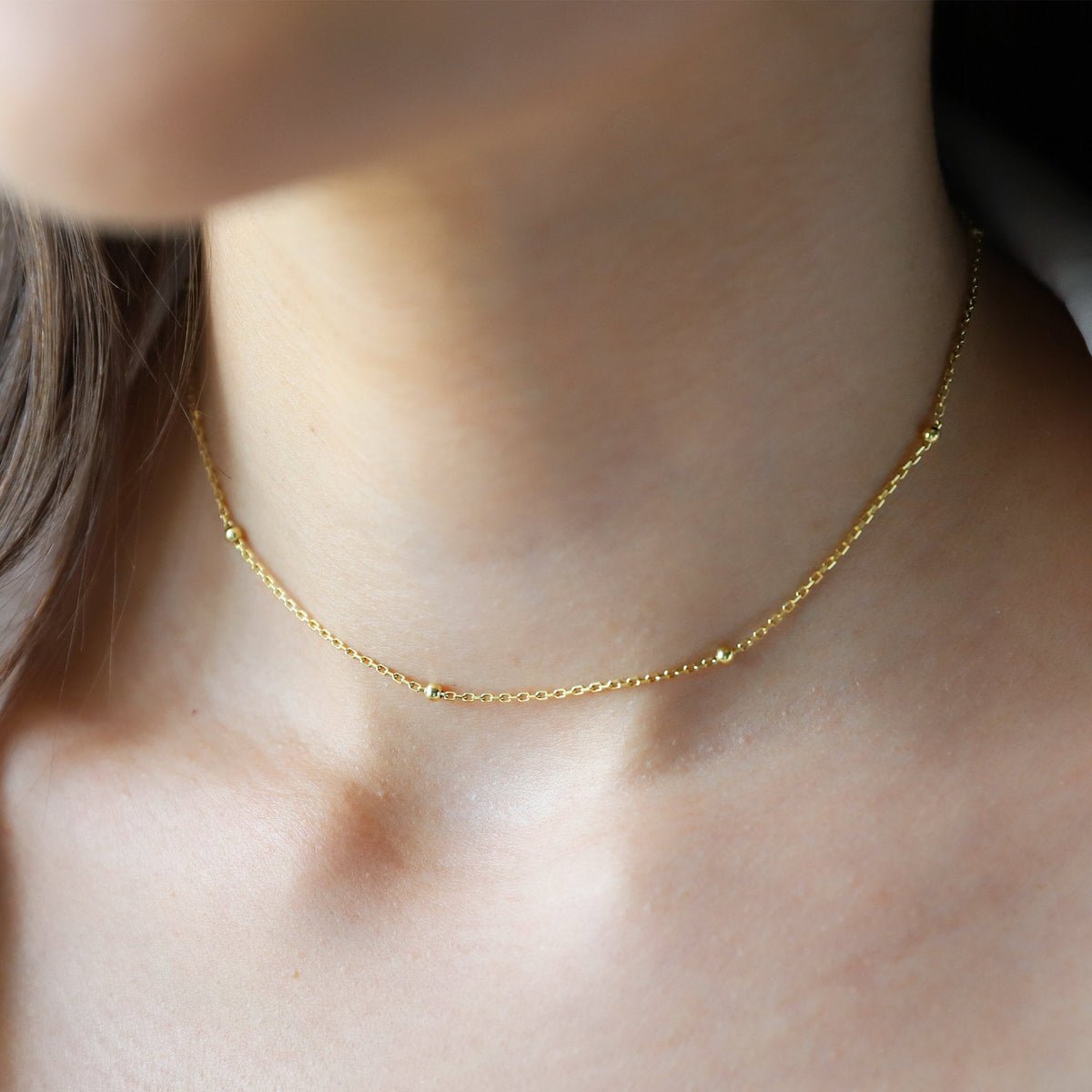 Italian Ball Bead Gold Chain Necklace • Stylish Silver Dainty Chain Necklace • Gift for Mom • Birthday Gift
