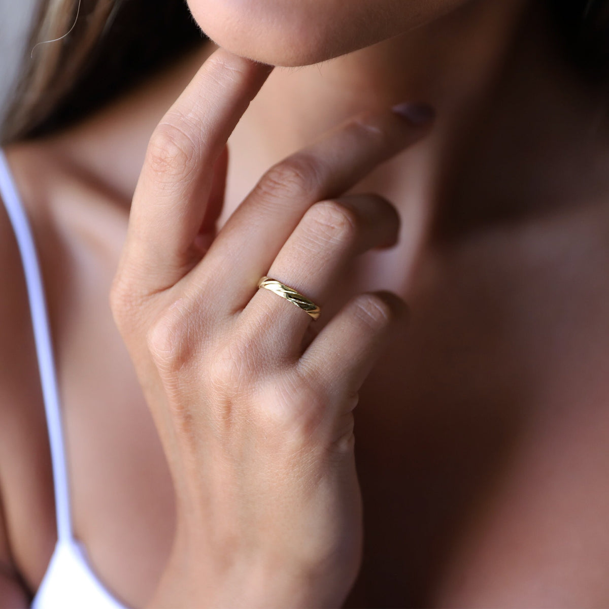 Simple Band Rings, Twisted Promise Ring | Rope Ring | Cute Gold Engagement Ring | Minimalist Ring