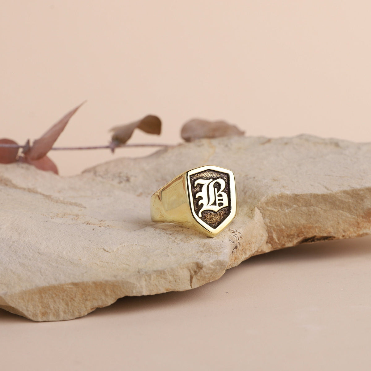 Men Signet Rings, Initial, Letter, Number Handmade Shield Jewelry • Personalized Sterling Silver, Gold And Rose Gold Gifts for Him