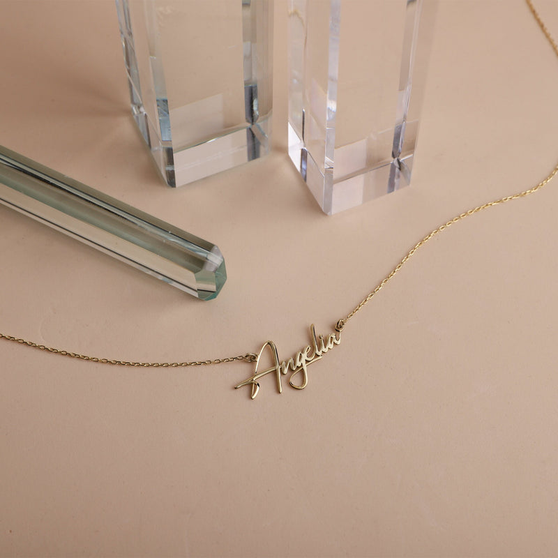 Custom Dainty Gold Name Necklace with Birthstone | Personalized Minimalist Name Handmade Jewelry | Dainty Birthday Gifts for Her