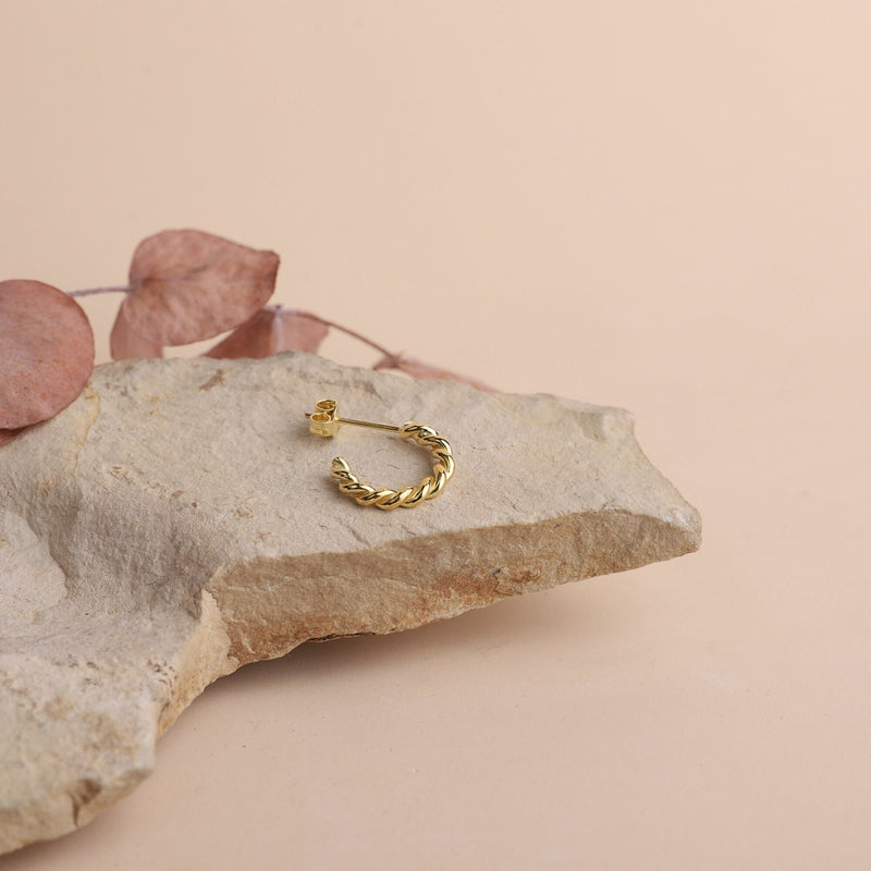 Huggies Hoop Earrings • Dainty Twisted Minimalist Jewelry • Ready to Ship Gifts for Her, Sterling Silver, Gold and Rose Gold Tiny Huggies