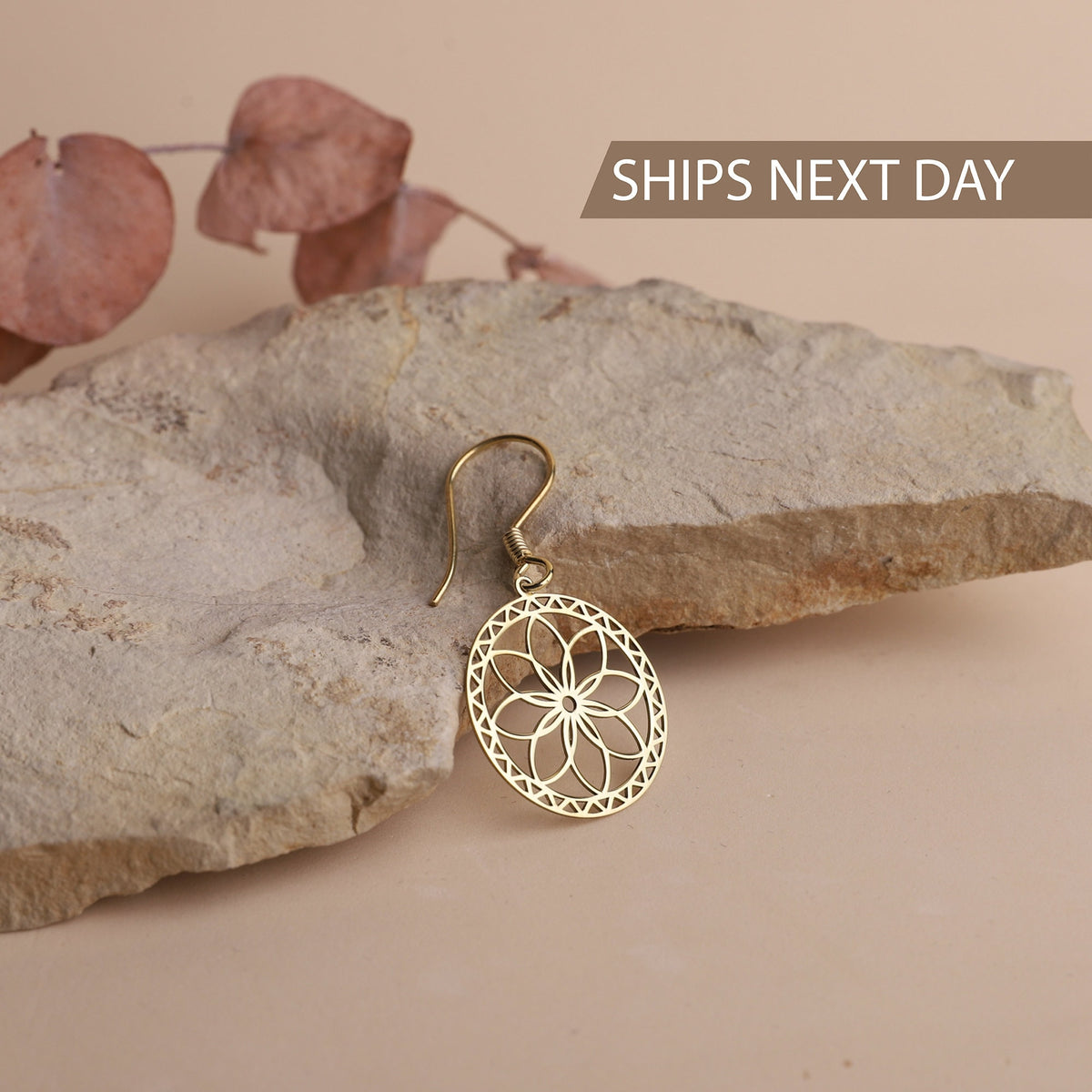 Dangle Gold Mandala Earrings, Sacred Geometry Jewelry, Flower of Life Earrings, Ready to Ship Sterling Silver, Gold and Rose Gifts for Her