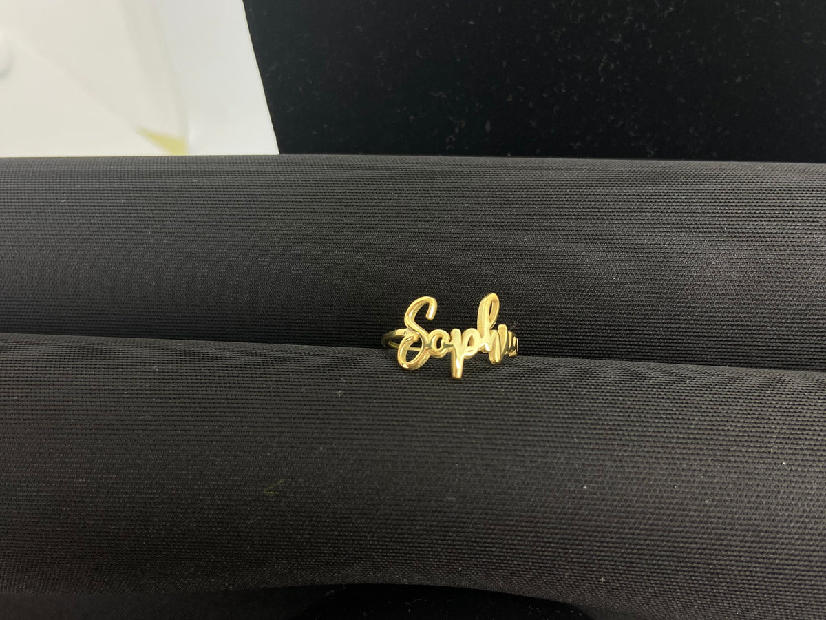 Personalized Cute Handwritten Name Gold Filled Ring, Custom Cursive Gold Name Ring • Script Sterling Silver Ring • Minimalist Ring