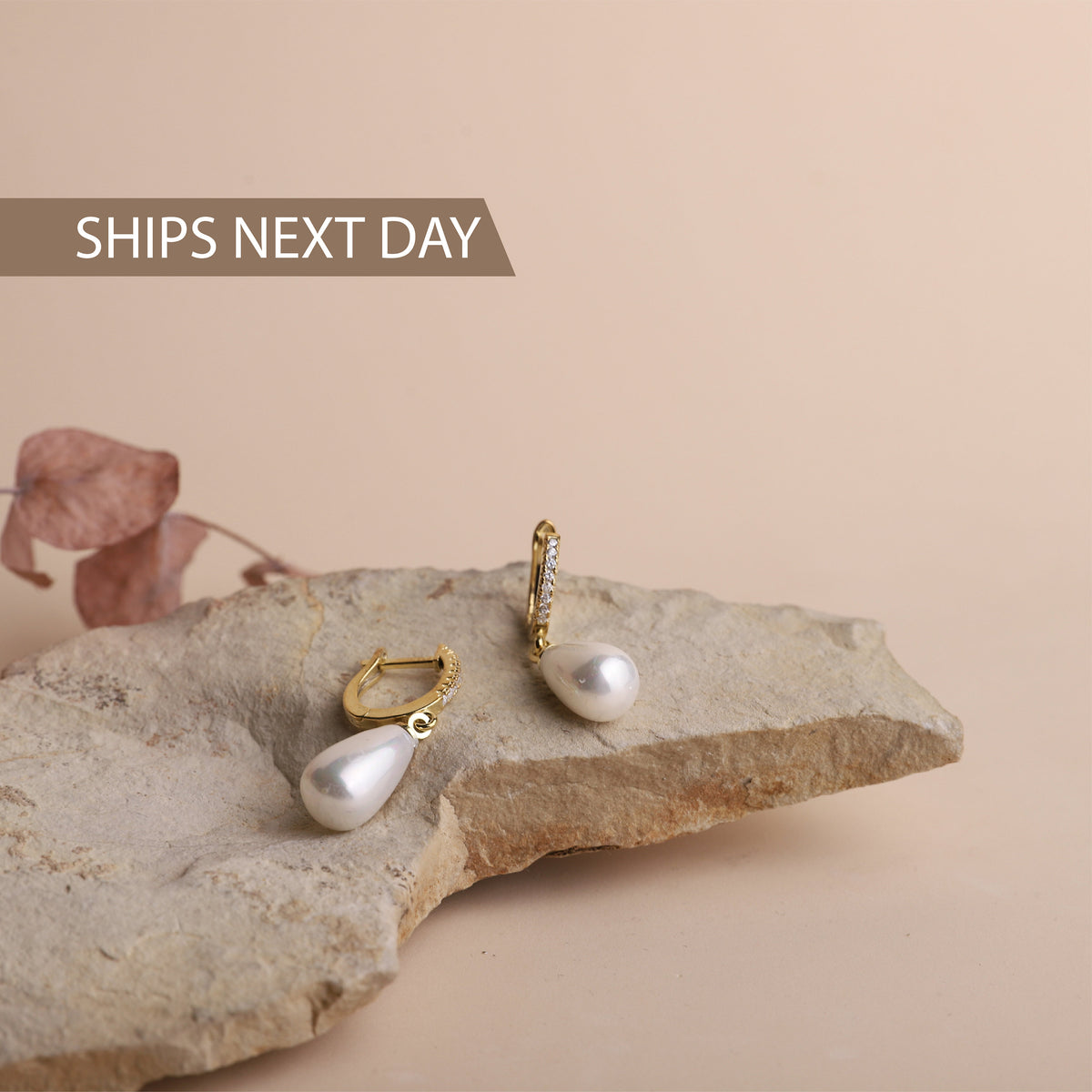 Pearl Huggie Earrings with CZ Diamonds Hoops, Dainty Dangle Earrings | Drop Pearl Earrings | Wedding Jewelry | Bridesmaid Gifts for Her