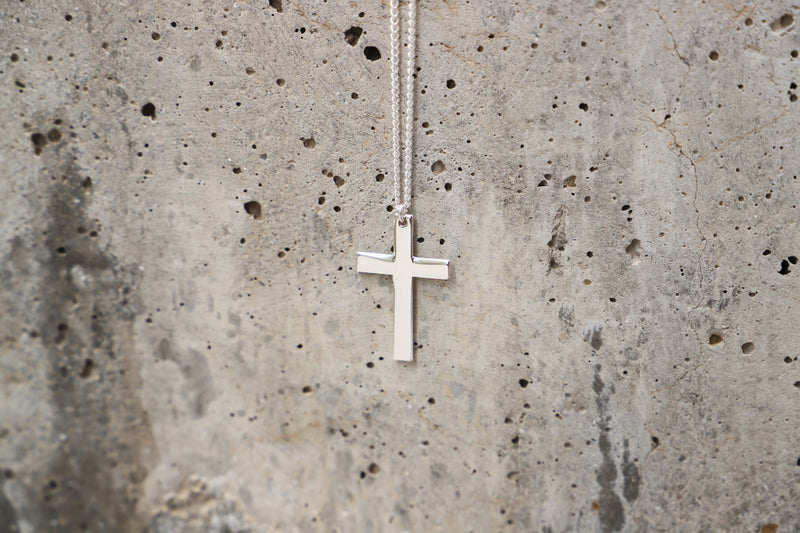 Pendant Cross Necklace Men with Curb Chain • Sterling Silver Cross Jewelry • Boyfriend Gift, Groomsmen Gift • Best Man Gift • Birthday Gifts