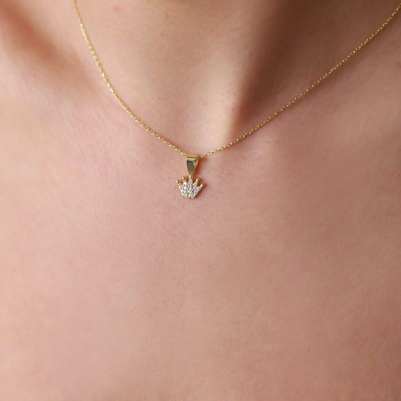 Princess Crown CZ Diamond Necklaces for Women • Dainty Queen Crown Gold Filled Necklace • Charm Necklace • Wedding Gift • Birthday Gift