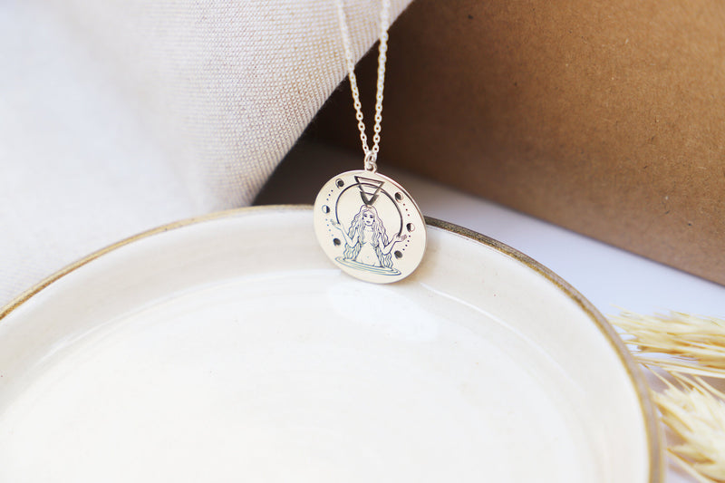 Moon Phase Disk Pendant Necklace, Silver, Gold And Rose Gold • Unique Jewelry • Best Friend Necklace • Memorial Gift • Gift for Wife