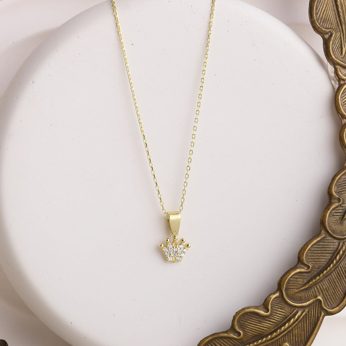 Princess Crown CZ Diamond Necklaces for Women • Dainty Queen Crown Gold Filled Necklace • Charm Necklace • Wedding Gift • Birthday Gift