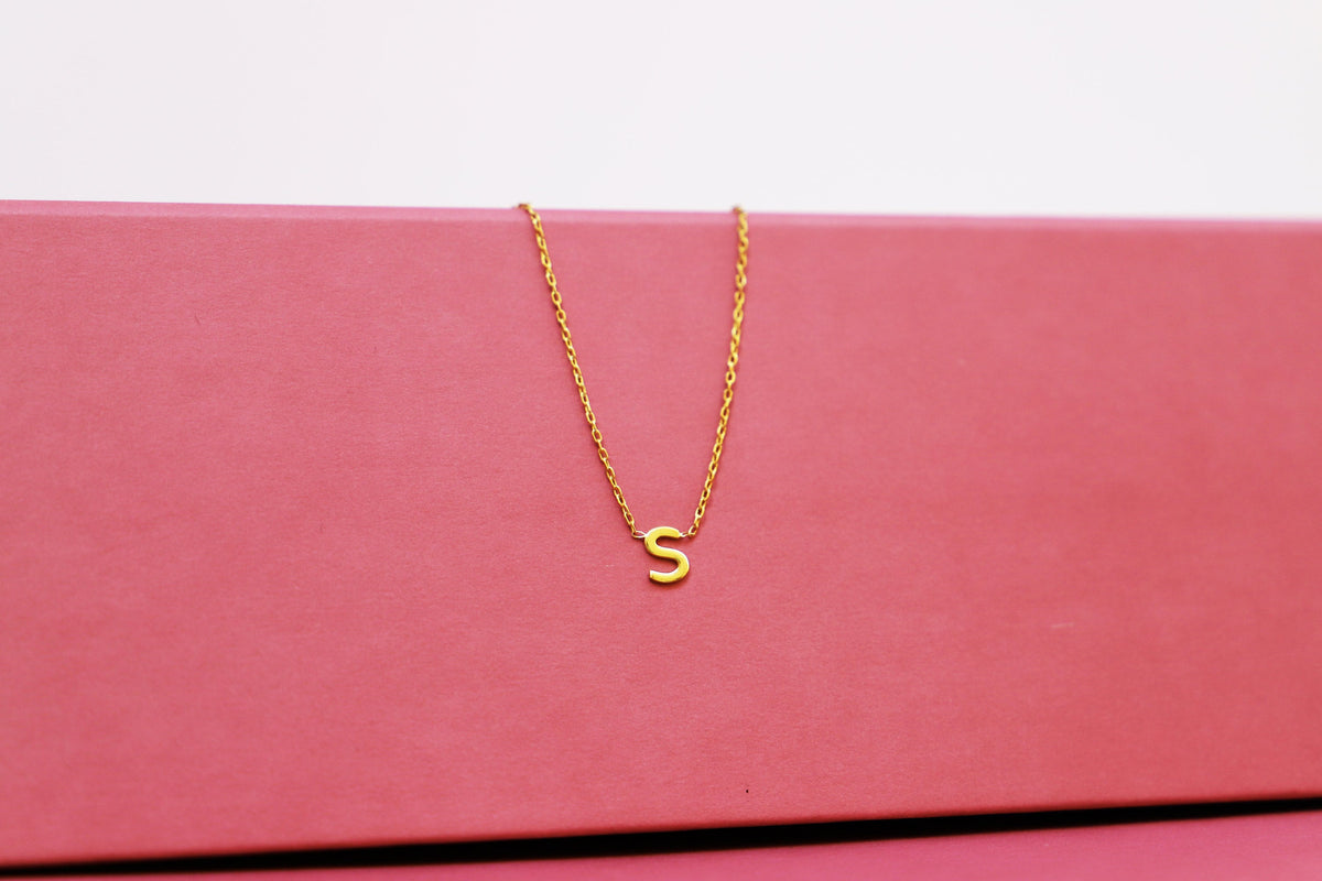 14K Solid Gold Choker Initial Necklace Personalized • Custom Letter Necklace for Women • Real Gold Dainty Birthday Gifts for Her