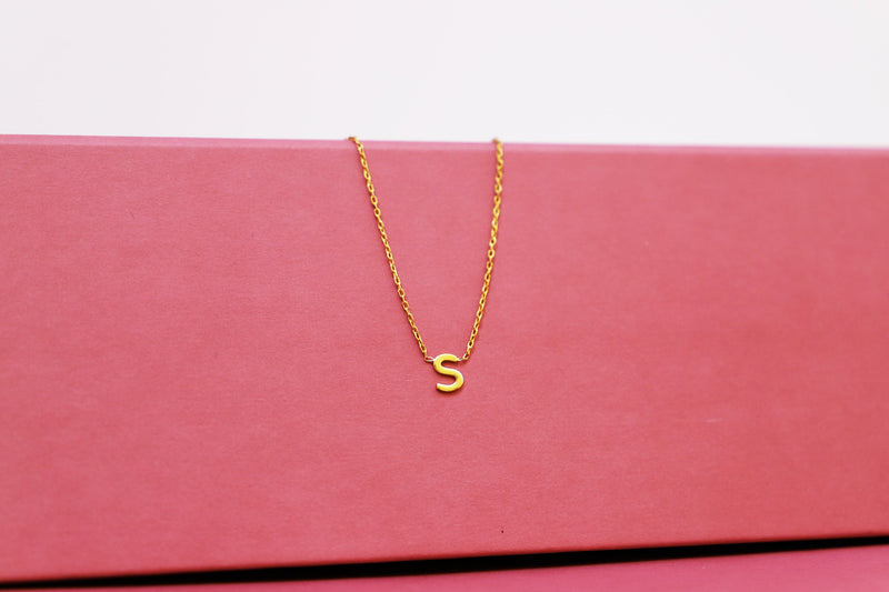 14K Solid Gold Choker Initial Necklace Personalized • Custom Letter Necklace for Women • Real Gold Dainty Birthday Gifts for Her