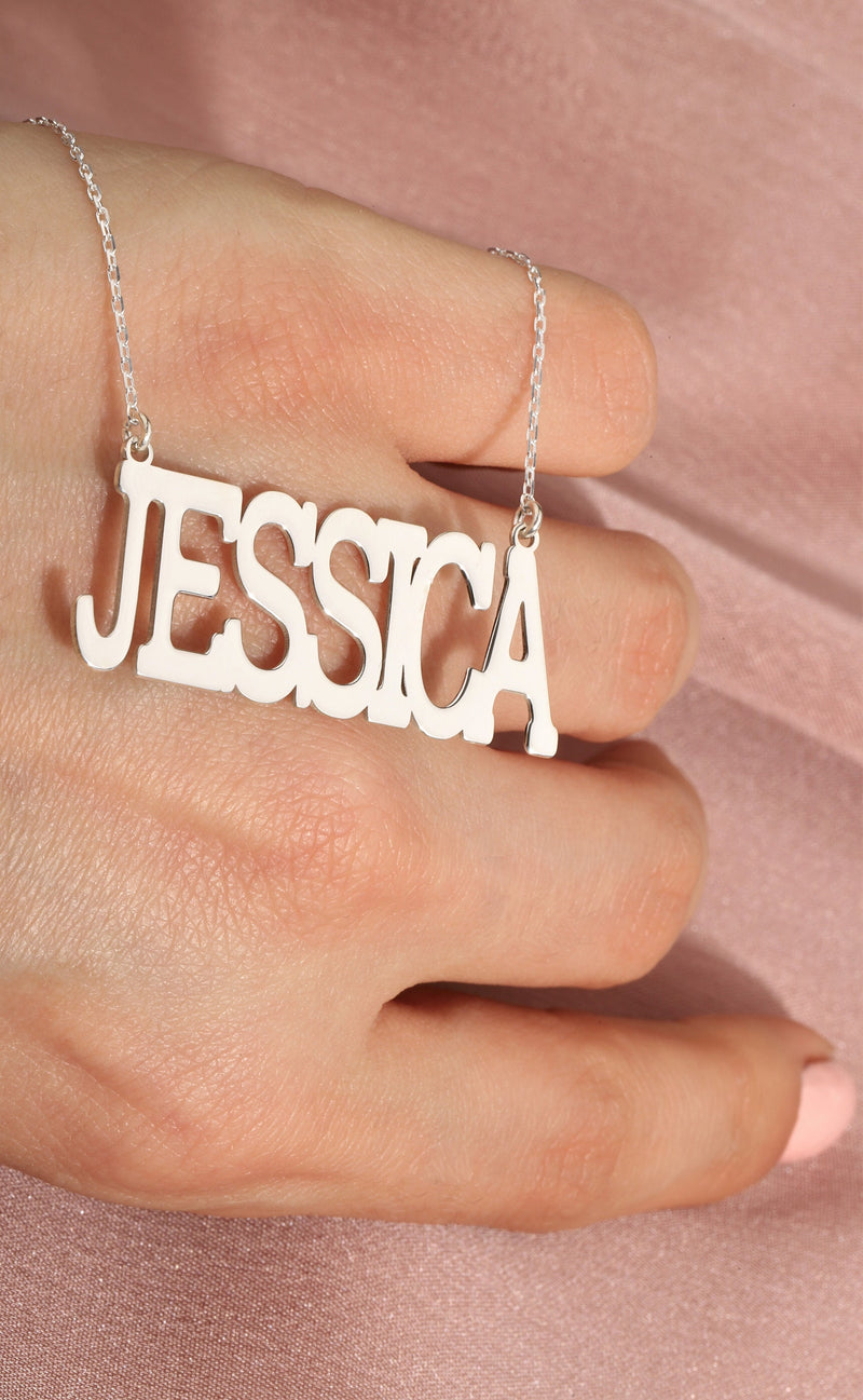 925 Sterling Silver Custom Big Name Necklace, Personalized Jewelry, Big Name Necklace, RnB Style Necklace, Personalized Name Filled Jewelry