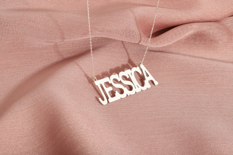 925 Sterling Silver Custom Big Name Necklace, Personalized Jewelry, Big Name Necklace, RnB Style Necklace, Personalized Name Filled Jewelry