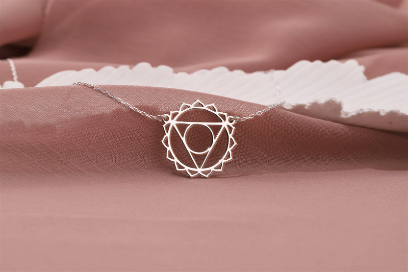 Throat Chakra Necklace, Vishuddha Pendant, Handmade Chakra • Hindu Necklace • Yoga Chakra Jewelry• Seven Chakra • Symbol Necklace