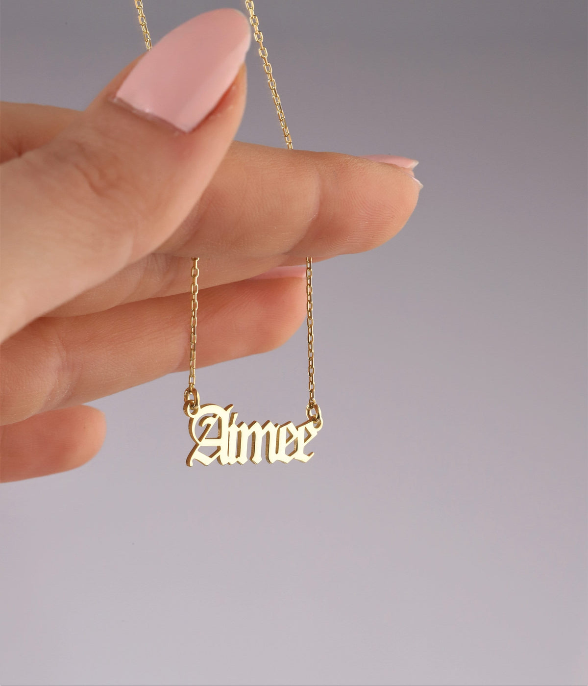 14k Solid Gold Name Necklace • Personalized Name Necklace Gold • Old English Name Necklace 14K • Gothic Name Necklace Gold 14k • Gold Gift