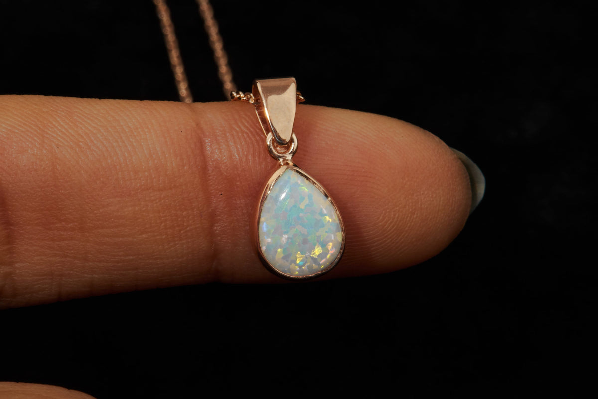 14K Opal Charm Necklace by NecklaceDreamWorld • Handmade Teardrop Necklace • Trendy Bridal Jewelry, Crystal Jewelry Perfect Anniversary Gift