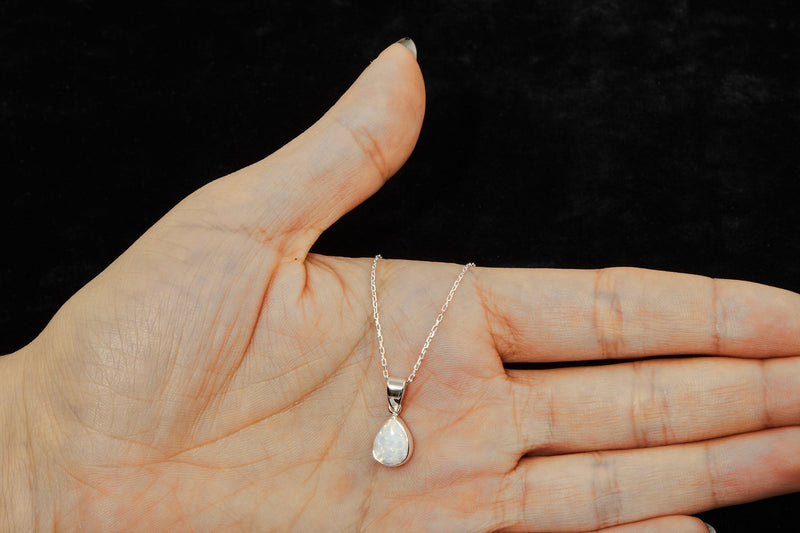 14K Opal Charm Necklace by NecklaceDreamWorld • Handmade Teardrop Necklace • Trendy Bridal Jewelry, Crystal Jewelry Perfect Anniversary Gift