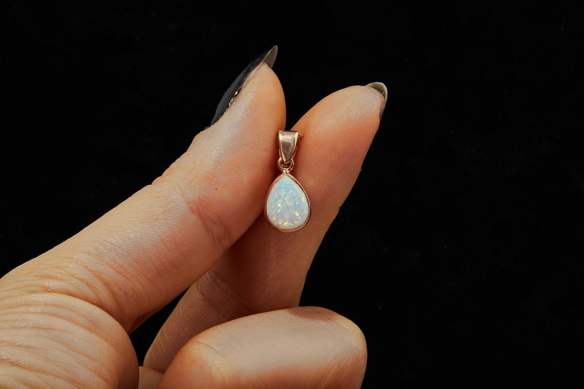 14K Opal Charm Necklace by NecklaceDreamWorld • Handmade Teardrop Necklace • Trendy Bridal Jewelry, Crystal Jewelry Perfect Anniversary Gift