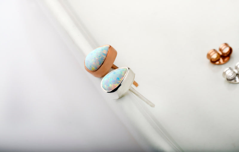 14k Gold Real Opal Teardrop Wedding Stud Earrings, Dainty Real White Opal Earrings • Perfect Minimalist Earrings Gifts by NecklaceDreamWorld