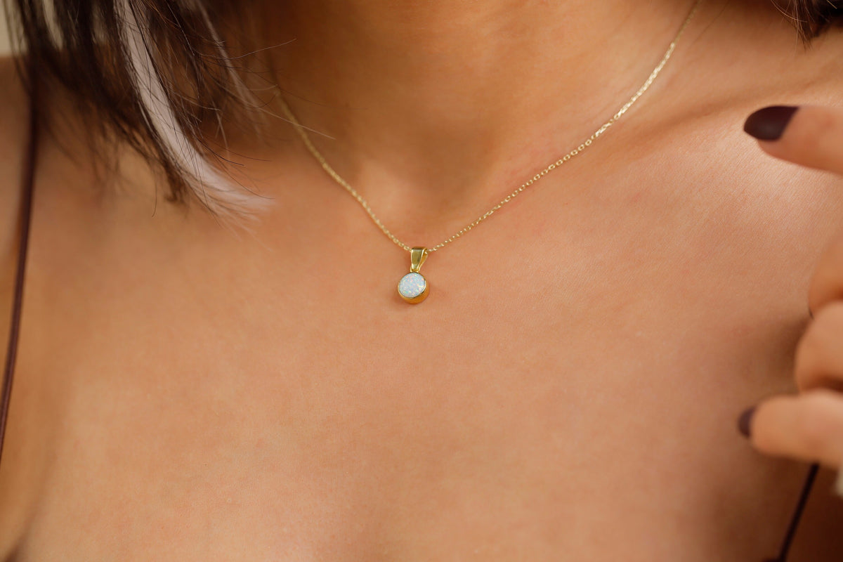 14k Gold Opal Necklace, Dainty Real Opal Necklace, Opal Jewelry, Bridesmaid Necklaces Gifts by NecklaceDreamWorld