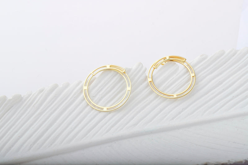 14K Gold Ear Jacket Round Earrings, Birthday Gifts, Circle Earrings, Dainty Ear Jacket Geometric Jewelry, Perfects Gift for Her