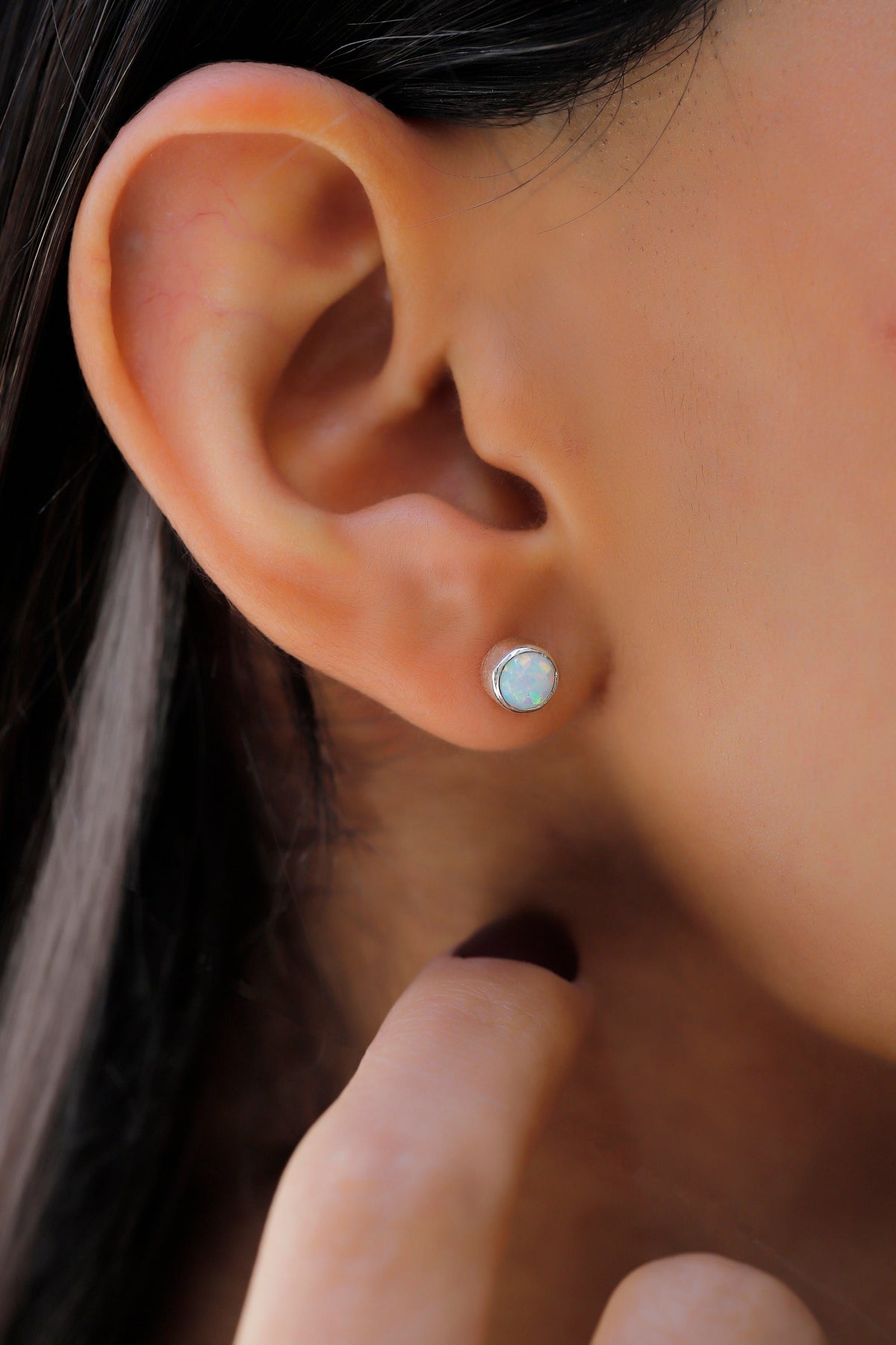 Delicate Real White Opal Stud Earrings by NecklaceDreamWorld, High Quality Waterproof Jewelry, 14K Gold Perfect Unique Birthday Gifts
