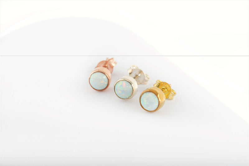 Delicate Real White Opal Stud Earrings by NecklaceDreamWorld, High Quality Waterproof Jewelry, 14K Gold Perfect Unique Birthday Gifts