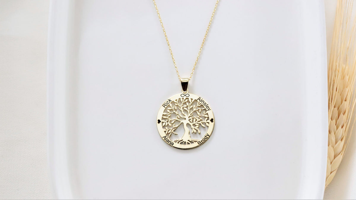Tree Of Life Necklace, Custom Family Tree Necklace with Birthstone • Personalized Jewelry Gifts • Family Name Necklace by NecklaceDreamWorld