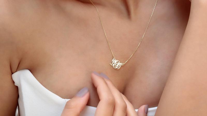 Personalized Vine Monogram Necklace Silver • Gold Handmade Jewelry • Wedding Gifts • Two Initial Monogram • Monogram with Birthstone