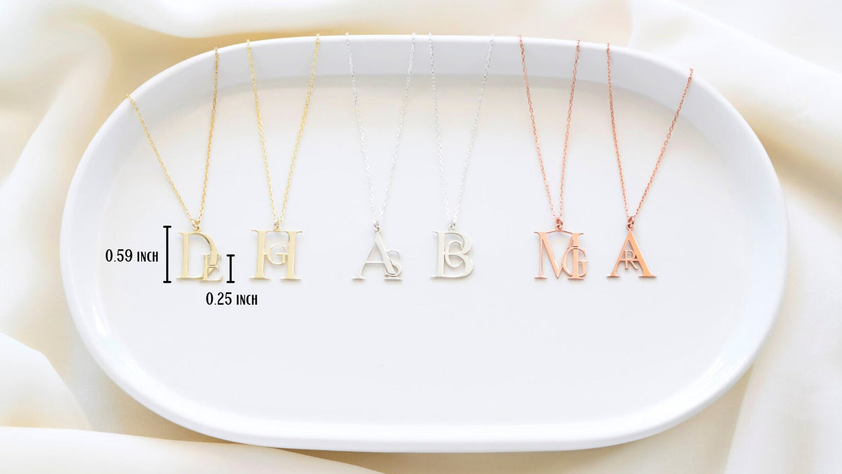 Unique Special Logo Design with Your Initials Charm Necklace comes as Solid Gold, Rose Gold or Sterling Silver by NecklaceDreamWorld