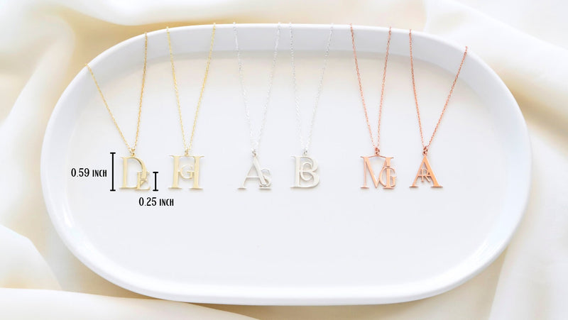 Unique Special Logo Design with Your Initials Charm Necklace comes as Solid Gold, Rose Gold or Sterling Silver by NecklaceDreamWorld