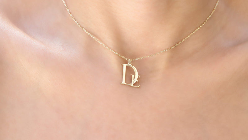 Unique Special Logo Design with Your Initials Charm Necklace comes as Solid Gold, Rose Gold or Sterling Silver by NecklaceDreamWorld